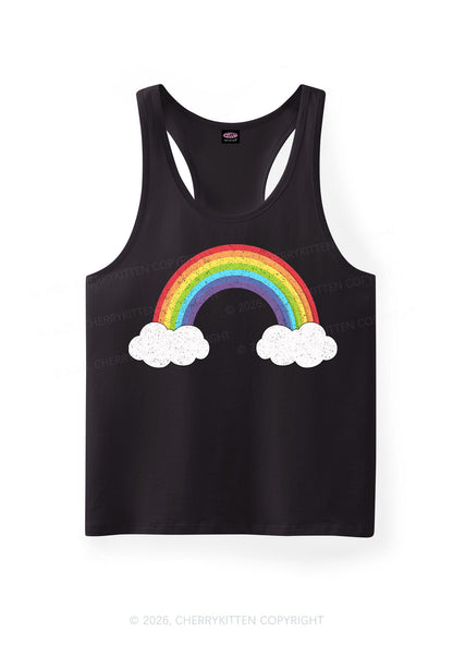 Rainbow Cloud Pride Y2K Men Racerback Tank Top Cherrykitten