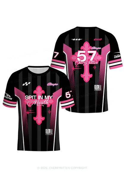 Pink Cross Y2K Football Jersey Shirts Cherrykitten