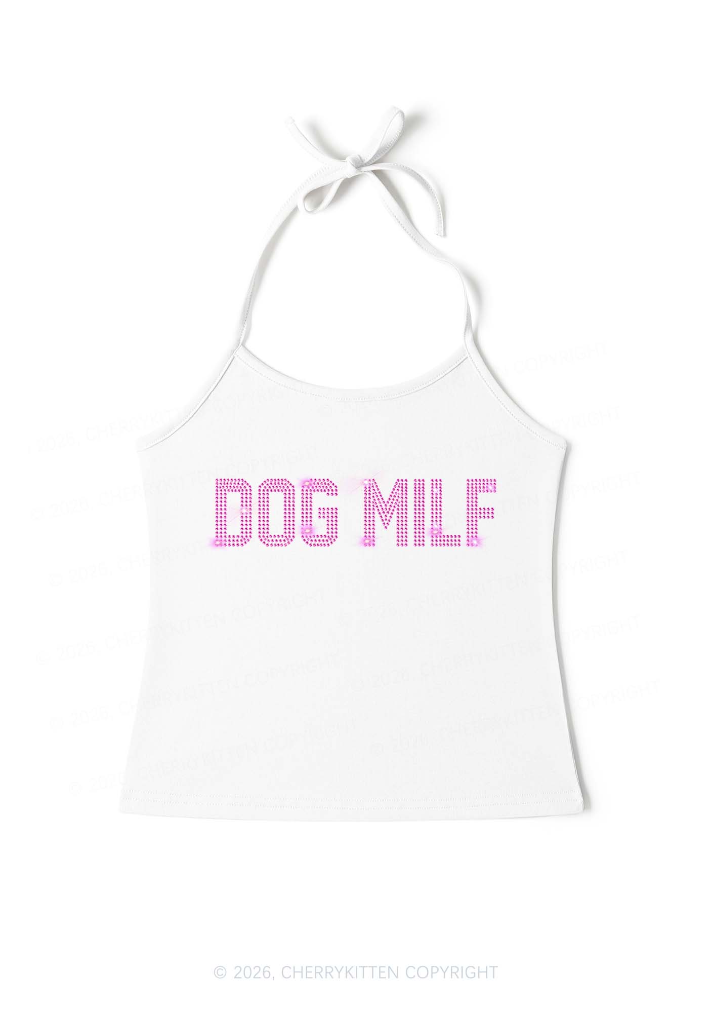 Rhinestone Dog Mxxf Y2K Halter Neck Cami Cherrykitten