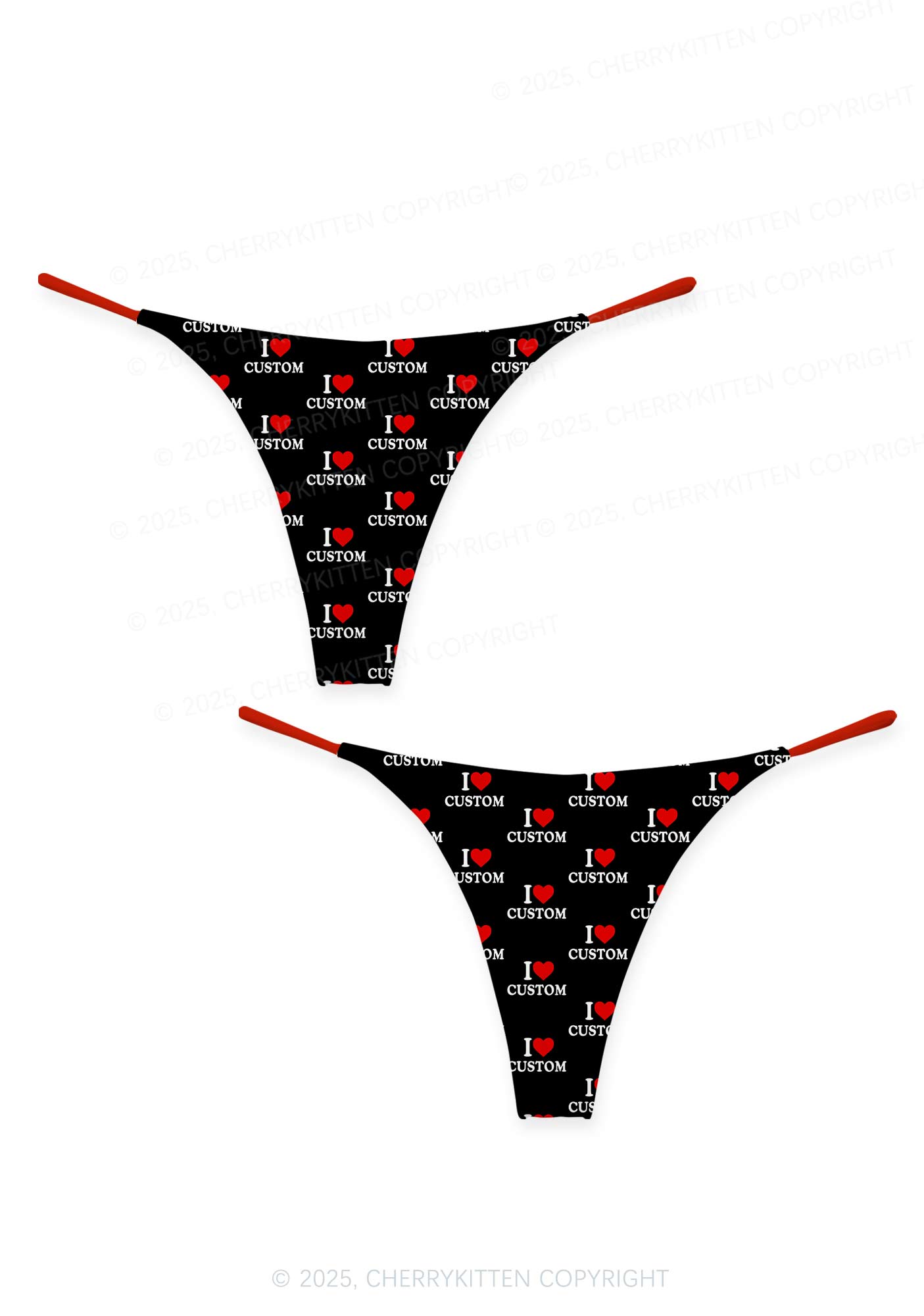 I Love Custom Valentine's Day Y2K Print Couples Thong Set Cherrykitten