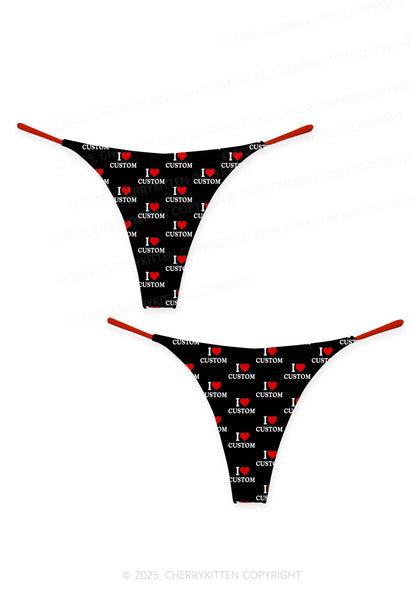I Love Custom Valentine's Day Y2K Print Couples Thong Set Cherrykitten
