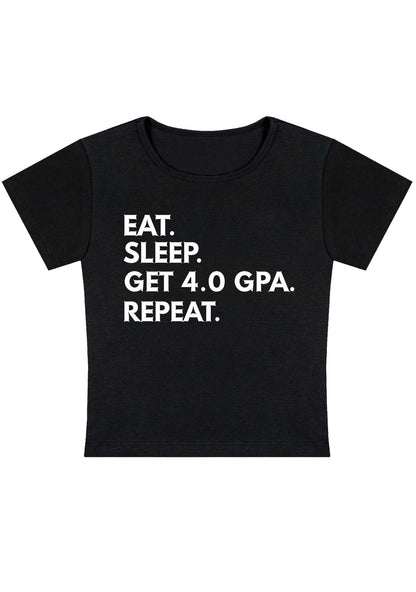 Curvy Eat Sleep Get 4.0 GPA Repeat Baby Tee