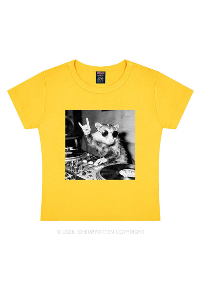 DJ Possum Y2K Baby Tee Cherrykitten
