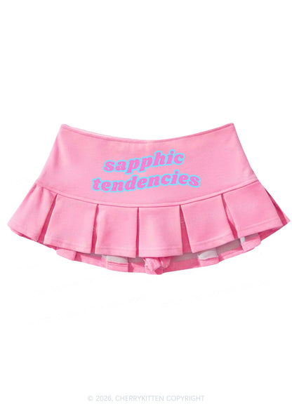 Sapphic Tendencies Pride Y2K Mini Pleated Skirts Cherrykitten