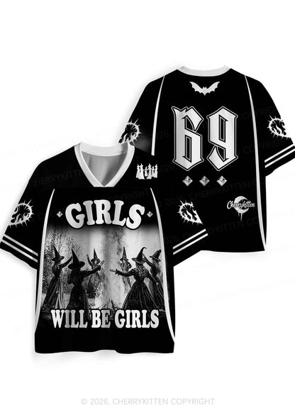 Halloween Girls Will Be Girls Y2K Sport Jersey Shirts Cherrykitten