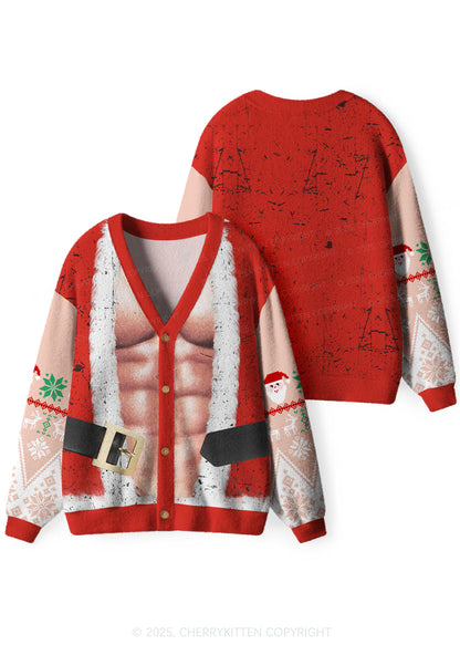 Muscle Santa Y2K Christmas Cardigan Knit Sweatshirt Cherrykitten