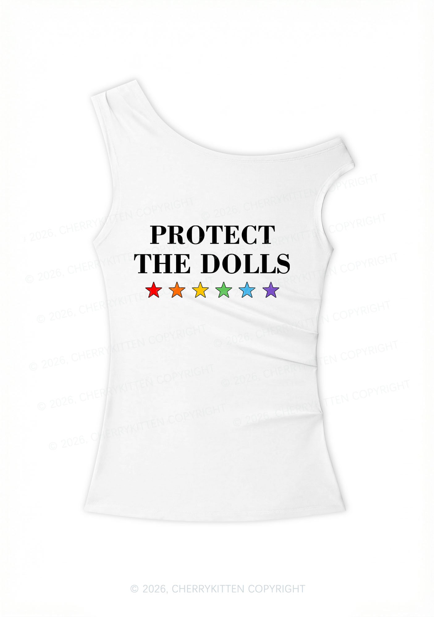 Protect The Dolls Pride Y2K Off Shoulder Tank Top Cherrykitten