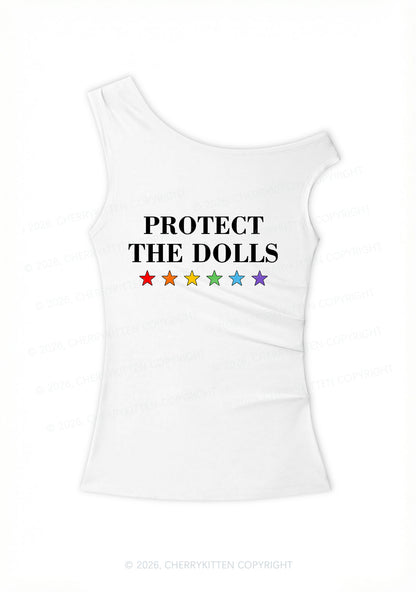 Protect The Dolls Pride Y2K Off Shoulder Tank Top Cherrykitten
