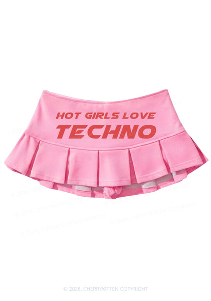 Hot Girls Love Techno Y2K Mini Pleated Skirts Cherrykitten