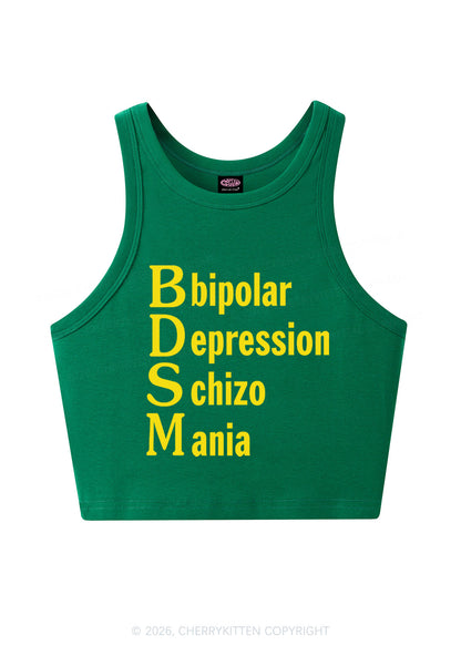 Bipolar Depression Schizo Mania Y2K Crop Tank Top Cherrykitten