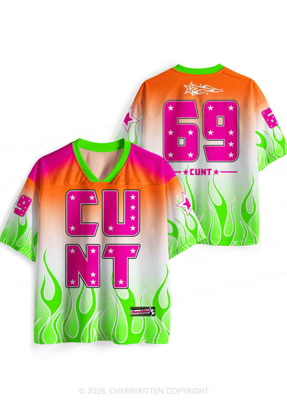 Pink Cxxt Green Flame Y2K Sport Jersey Shirts Cherrykitten