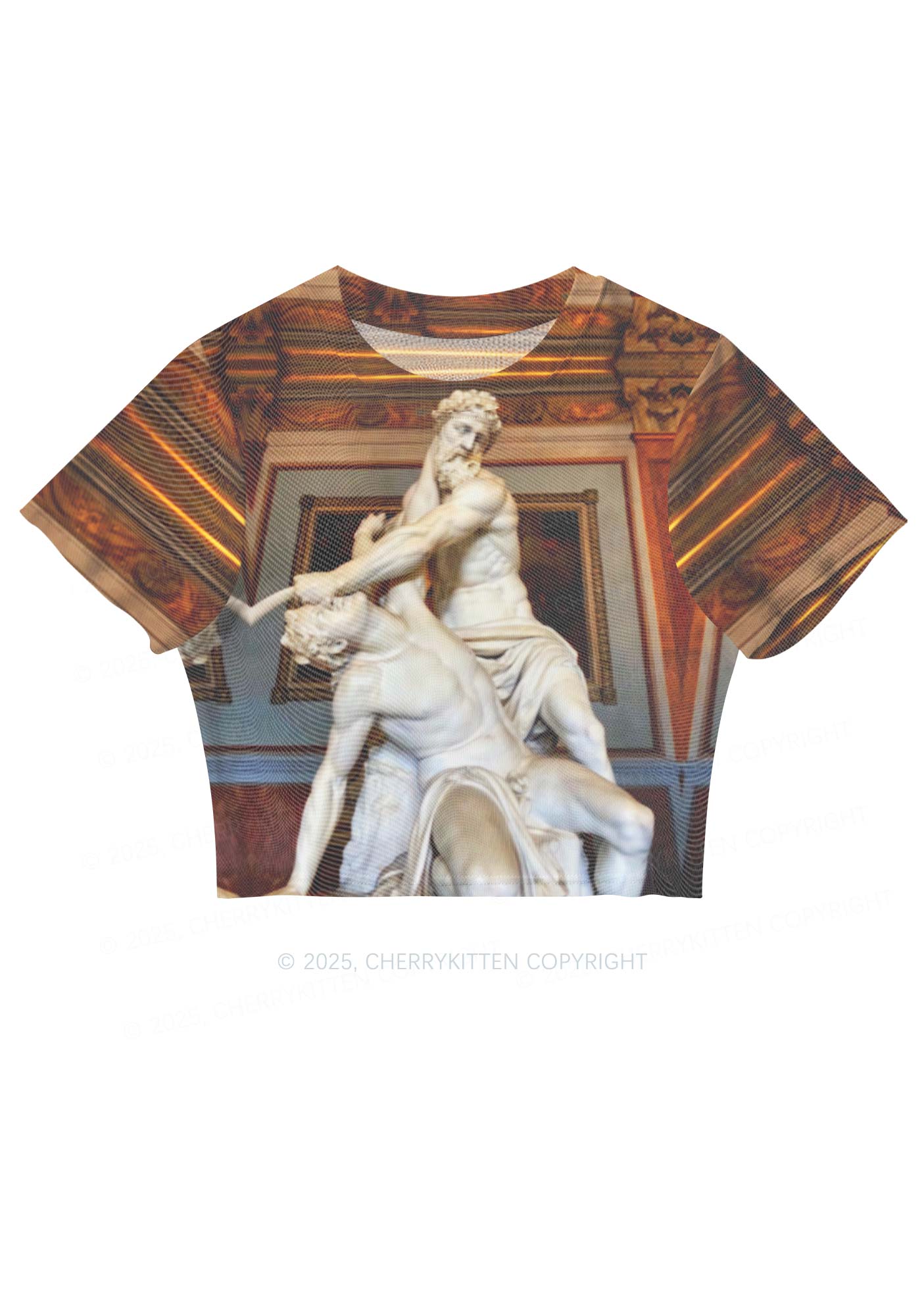 Statue Showdown Y2K Mesh Crop Top Cherrykitten