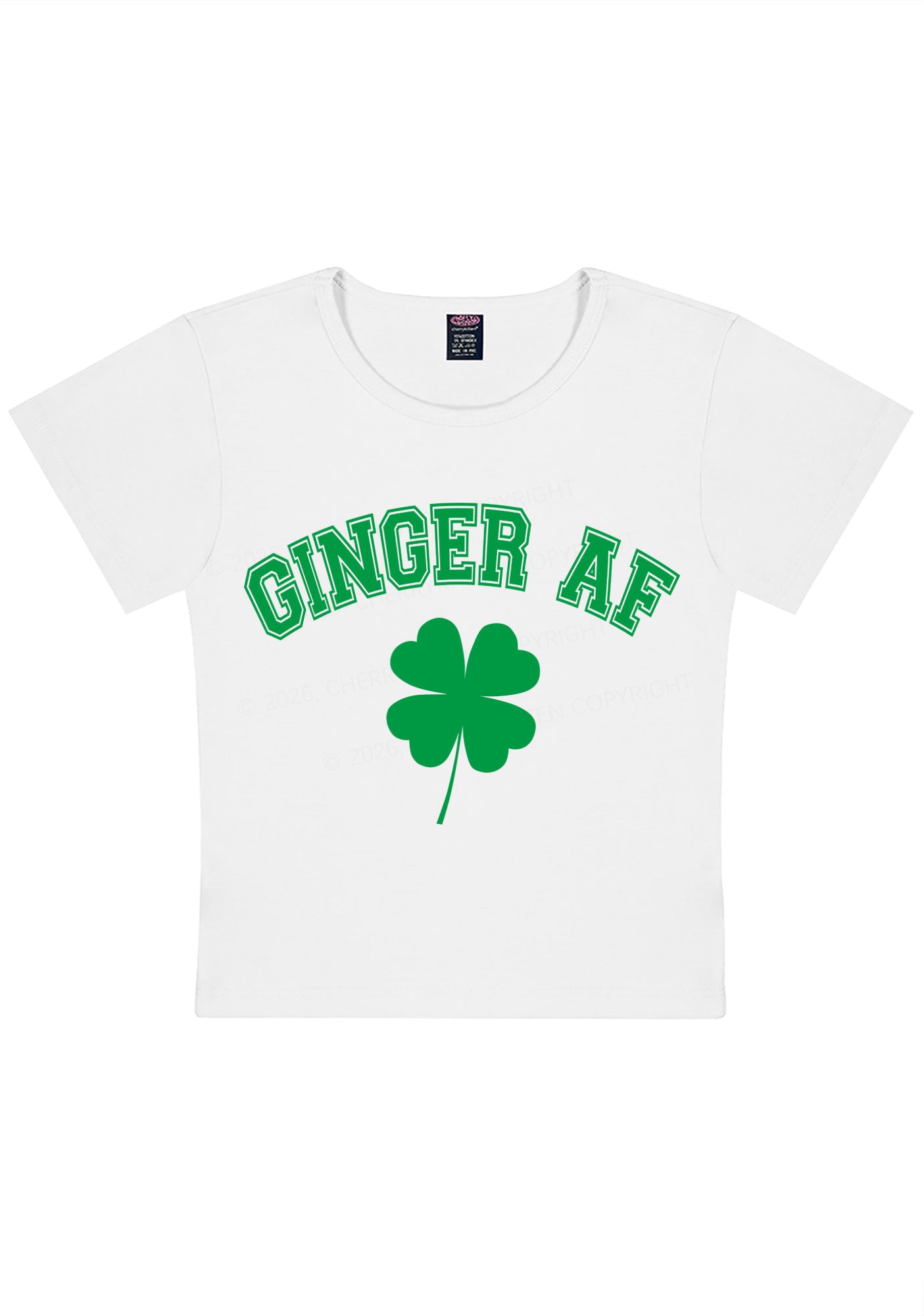 Ginger AF St Patricks Y2K Baby Tee Cherrykitten