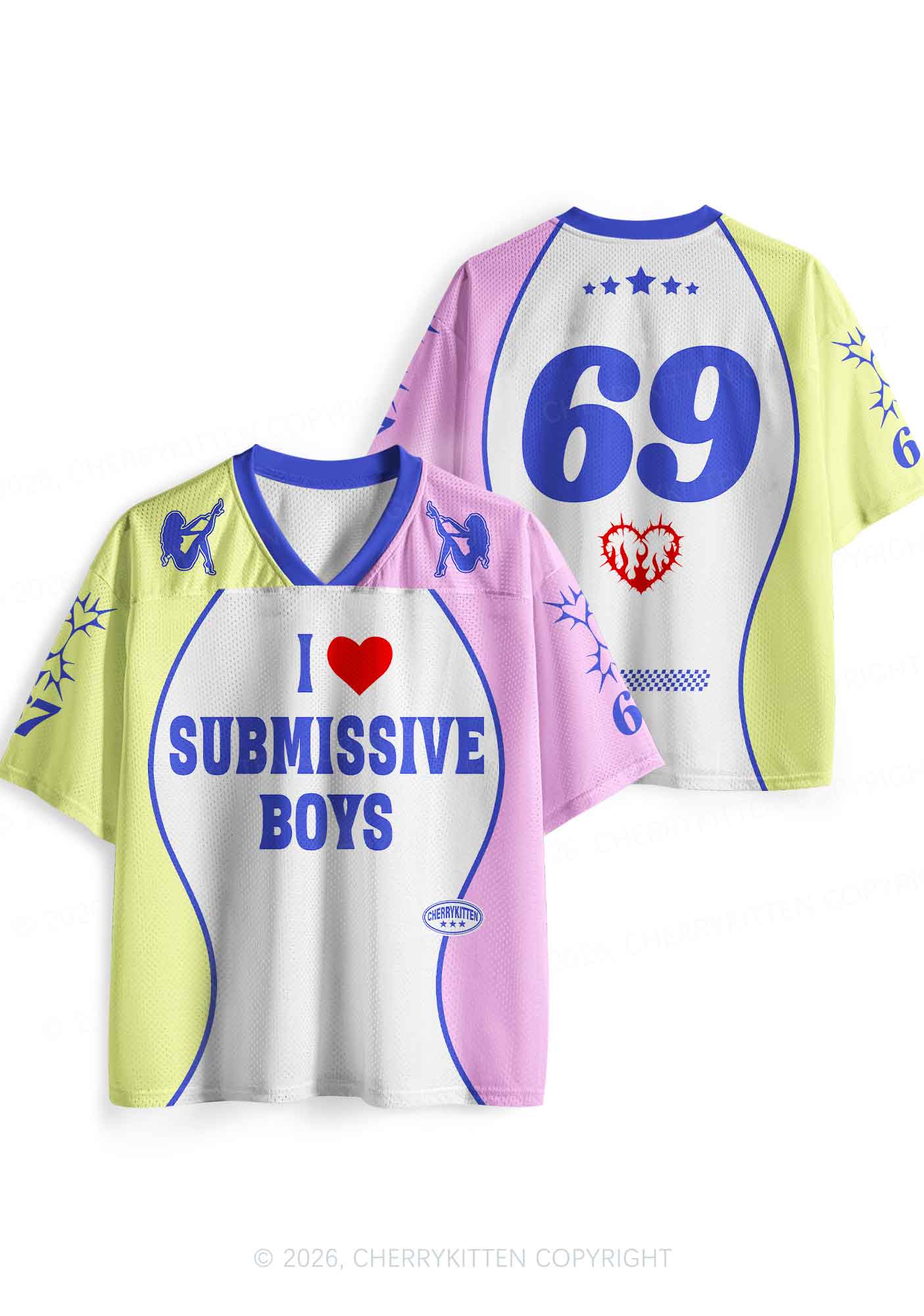 White I Love S Boys Y2K Sport Jersey Shirts Cherrykitten