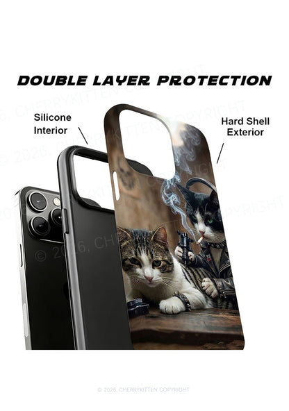 Smoking Cats Tattoo Scene Y2K Phone Case Cherrykitten