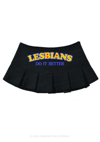 Lesbians Do It Better Pride Y2K Mini Pleated Skirts Cherrykitten