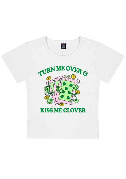 Kiss Me Clover Cards St Patricks Y2K Baby Tee Cherrykitten