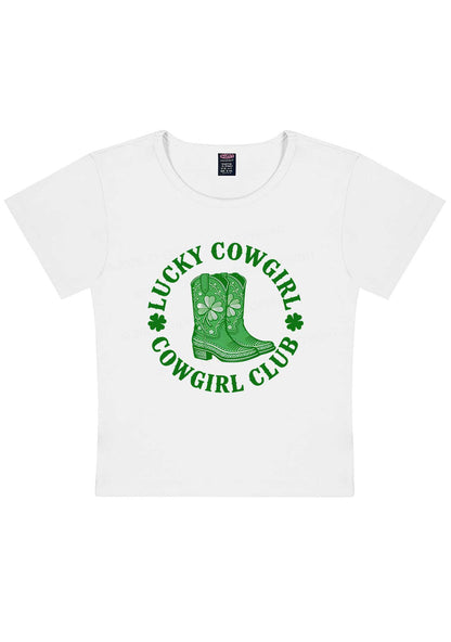 Lucky Cowgirl Club St Patricks Y2K Baby Tee Cherrykitten