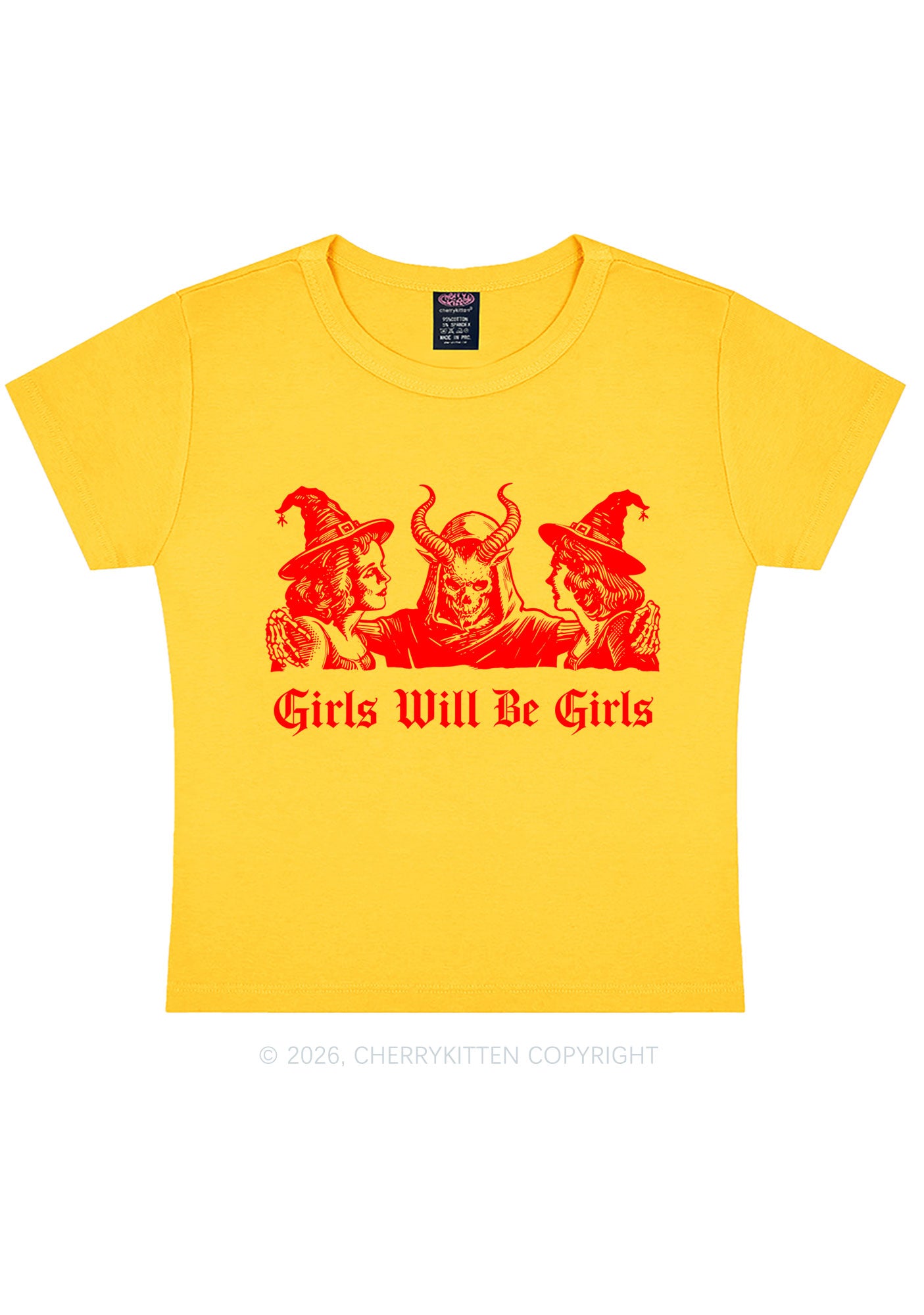 Halloween Witch Girl Y2K Baby Tee Cherrykitten