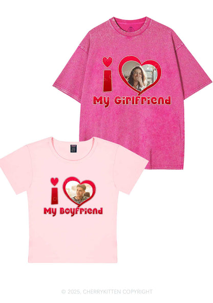 Custom BF GF Red Heart Y2K Valentine's Day Couple Shirt Cherrykitten