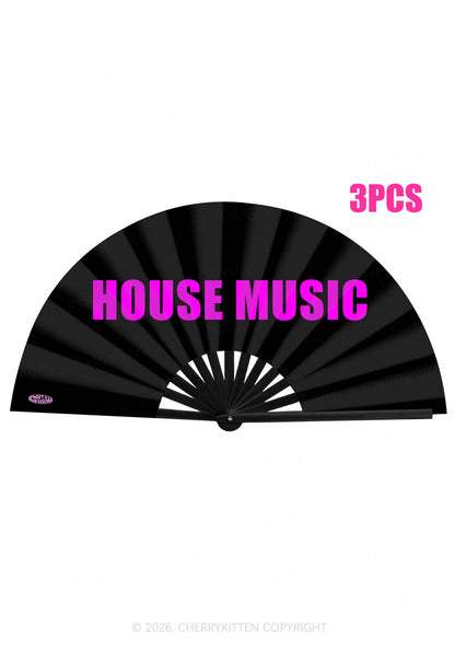 House Music Y2K Rave Hand Fan Cherrykitten
