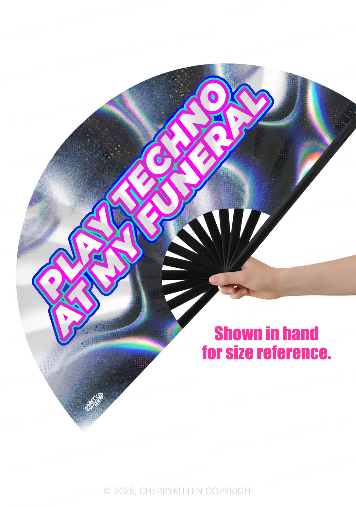 Play Techno At My Funeral Y2K Rave Hand Fan Cherrykitten