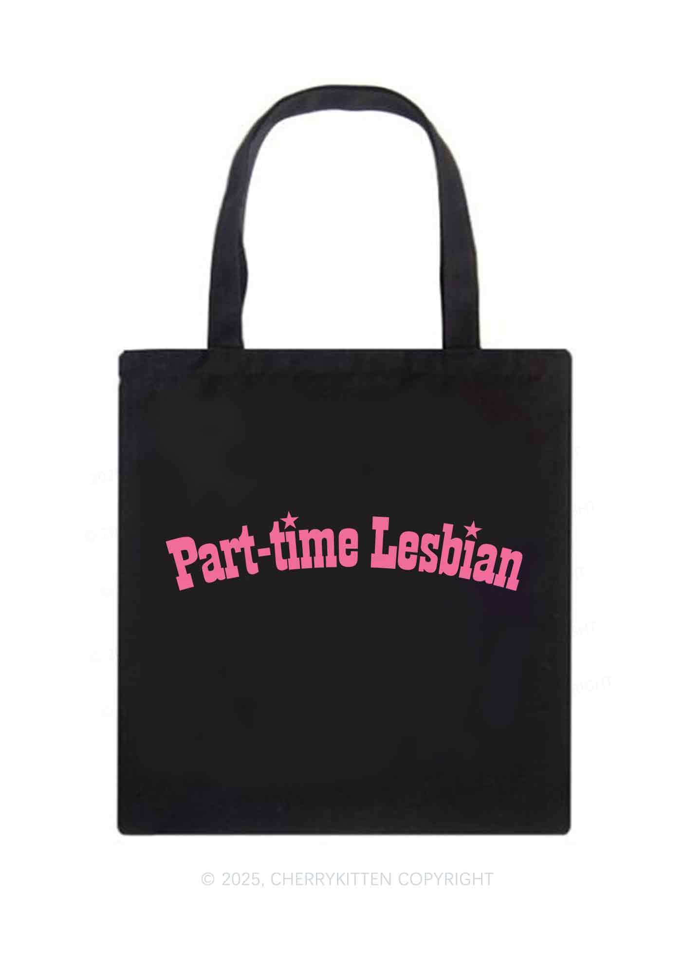 Part Time Lesbian Pride Y2K Canvas Tote Bag Cherrykitten