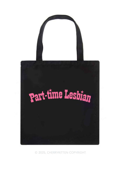 Part Time Lesbian Pride Y2K Canvas Tote Bag Cherrykitten