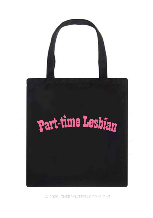 Part Time Lesbian Pride Y2K Canvas Tote Bag Cherrykitten