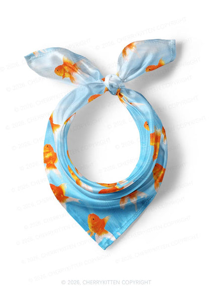 Goldfish Y2K Print Square Bandana Cherrykitten