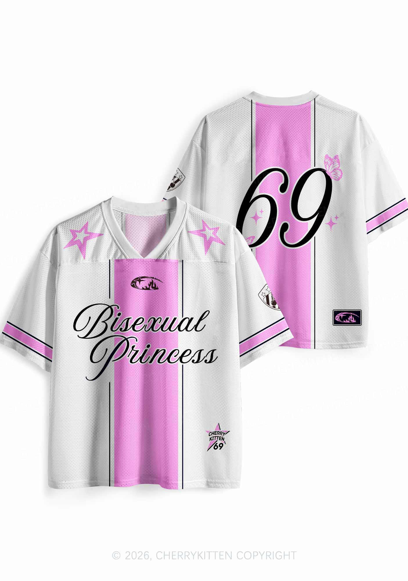White Bisexual Princess Pride Y2K Sport Jersey Shirts Cherrykitten