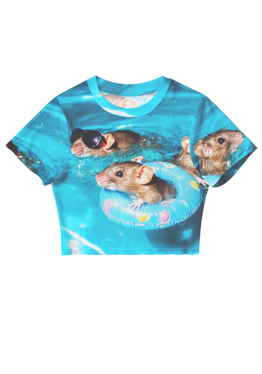 Pool Rats Y2K Mesh Crop Top Cherrykitten