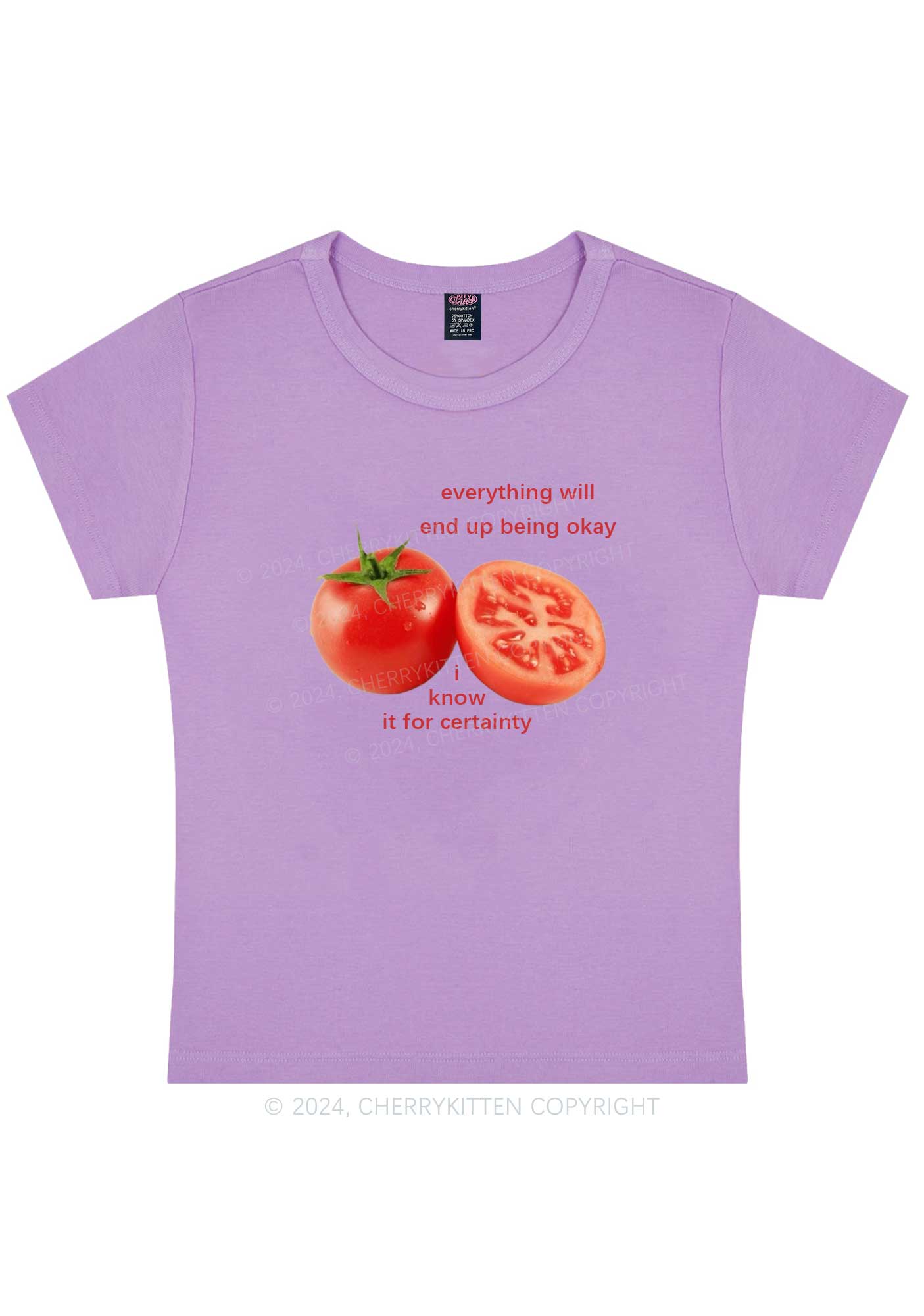 Curvy Everything Will Being Okay Y2K Baby Tee Cherrykitten