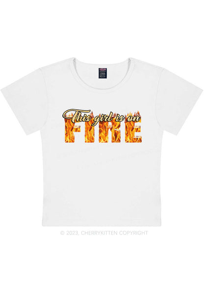 Curvy This Girl On Fire Y2K Baby Tee Cherrykitten