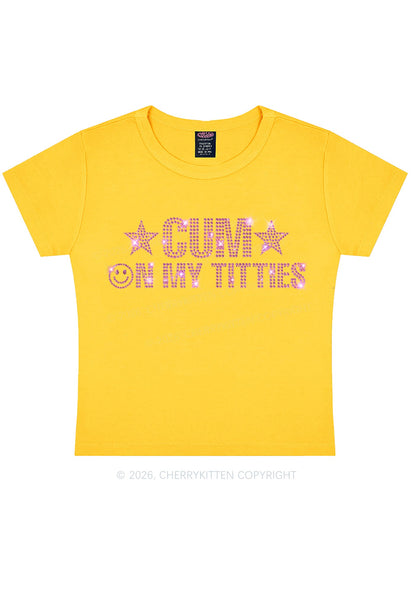 Rhinestone Cxm On My Txtties Y2K Baby Tee Cherrykitten