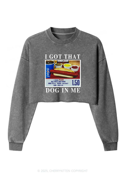I Got That Hot Dog In Me Y2K Crop Washed Sweatshirts Cherrykitten