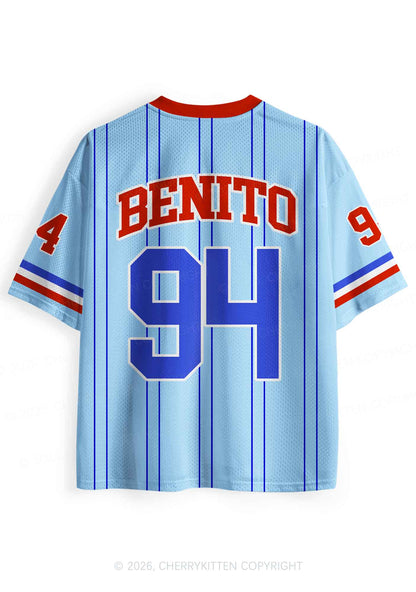 Blue Stripe Football Bunny Y2K Sport Jersey Shirts Cherrykitten