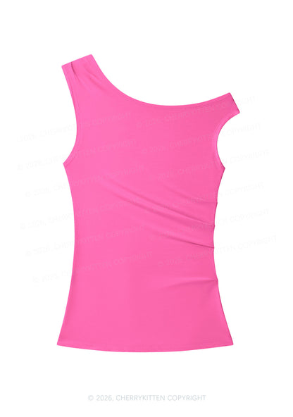 Plain Y2K Off Shoulder Tank Top Cherrykitten