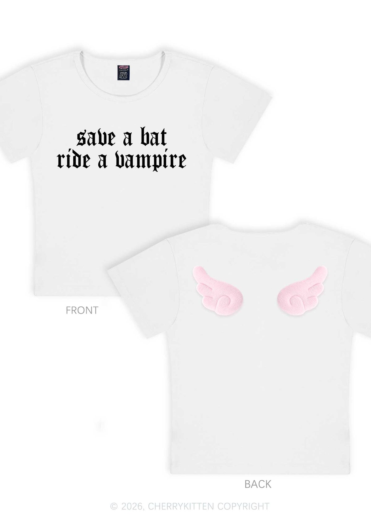 Halloween Ride A Vampire Y2K Goth Angel Wings Baby Tee Cherrykitten