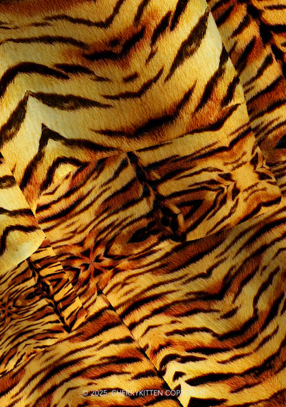 Wild Tiger Texture Y2K Christmas Cardigan Knit Sweatshirt Cherrykitten