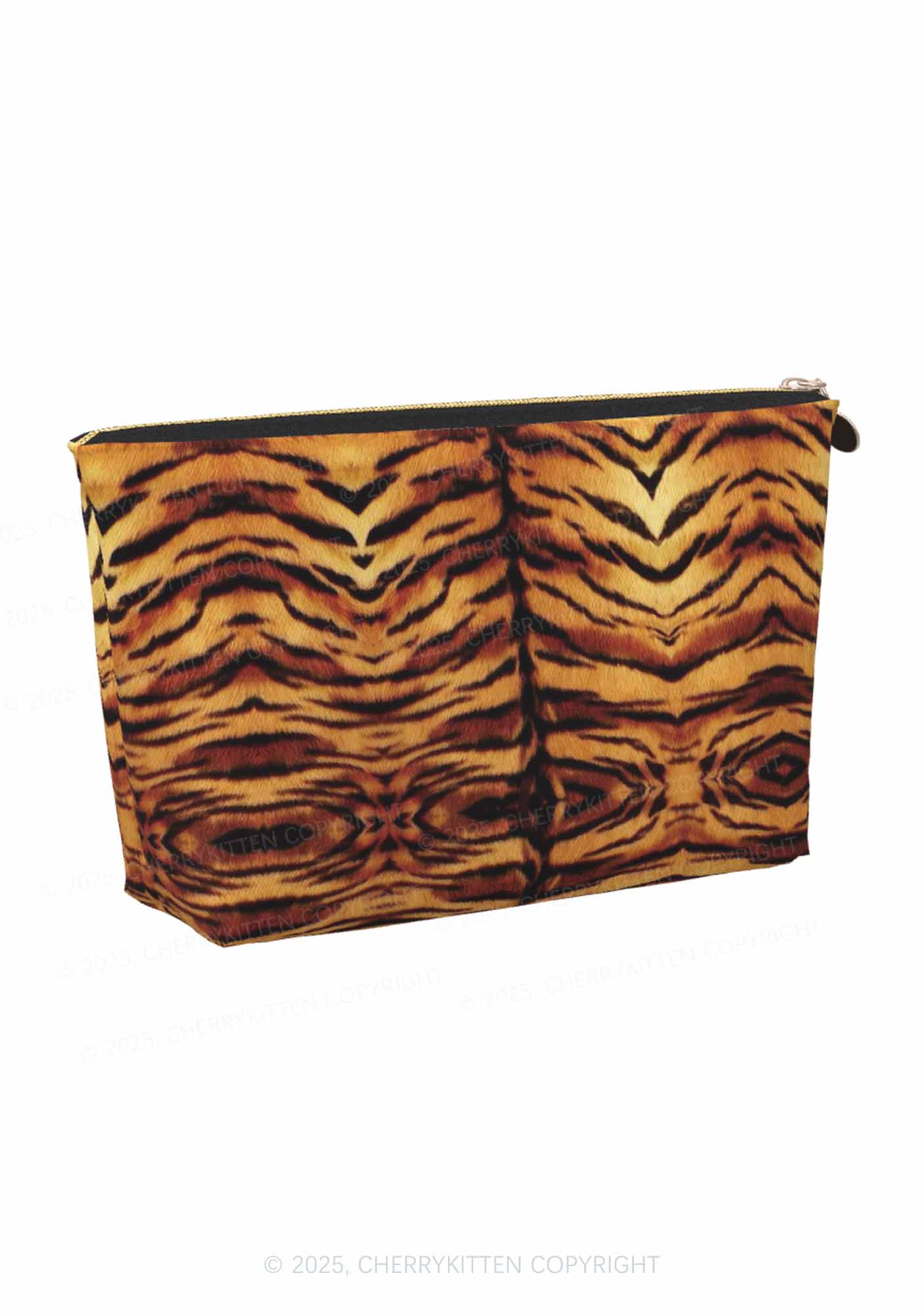 Wild Tiger Texture Y2K Leather Makeup Bag Cherrykitten