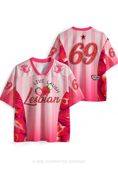 Live Laugh Lesbian Strawberry Pride Y2K Sport Jersey Shirts Cherrykitten