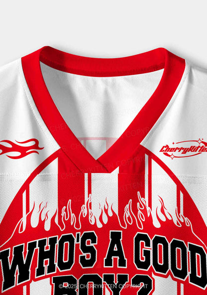 Custom Who Is Good Boy Y2K Crop Sport Jersey Shirts Cherrykitten