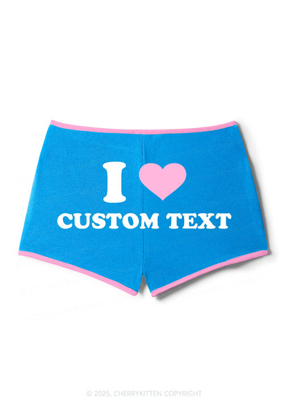 I Love Custom Personalized Y2K Contrast Mini Shorts Cherrykitten