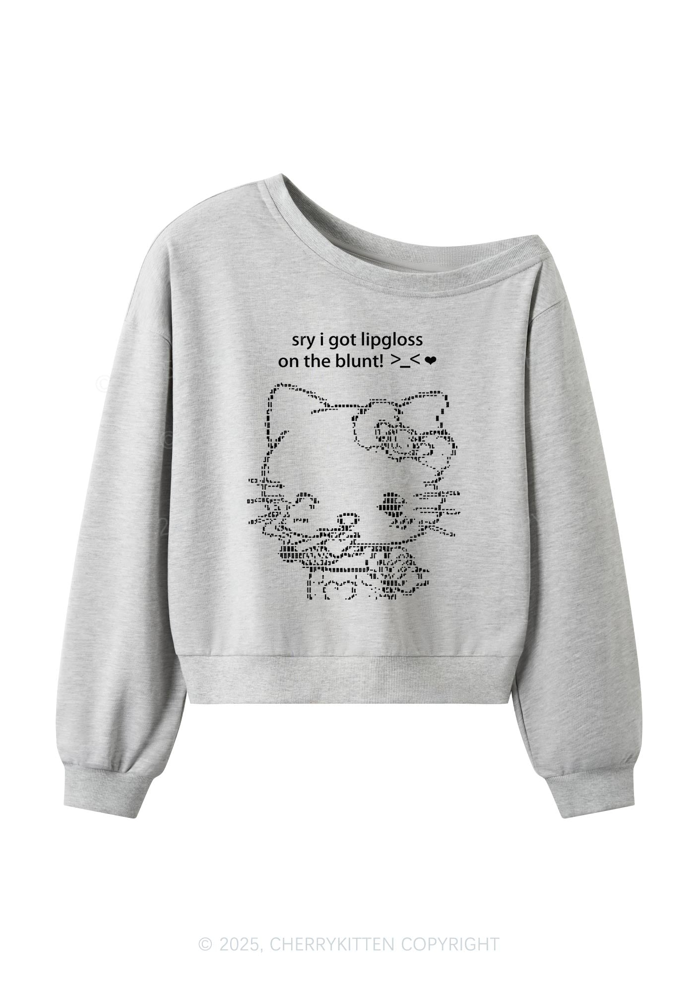 Sorry About Lipgloss Y2K Off Shoulder Sweatshirts Cherrykitten