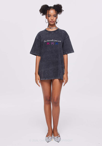 Im Literally Just A Bi Pride Y2K Shirts Washed Tee Cherrykitten