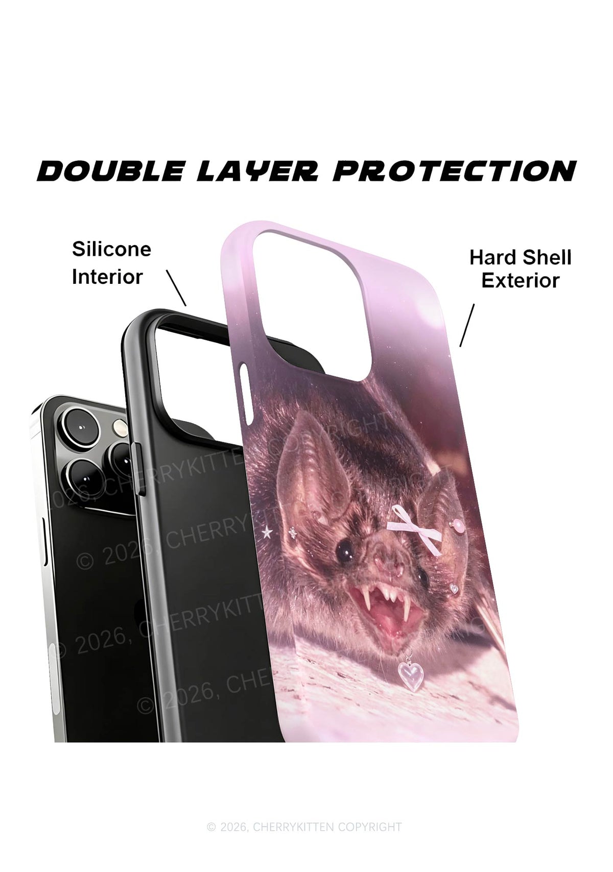 Halloween Pink Bow Bat Y2K Phone Case Cherrykitten