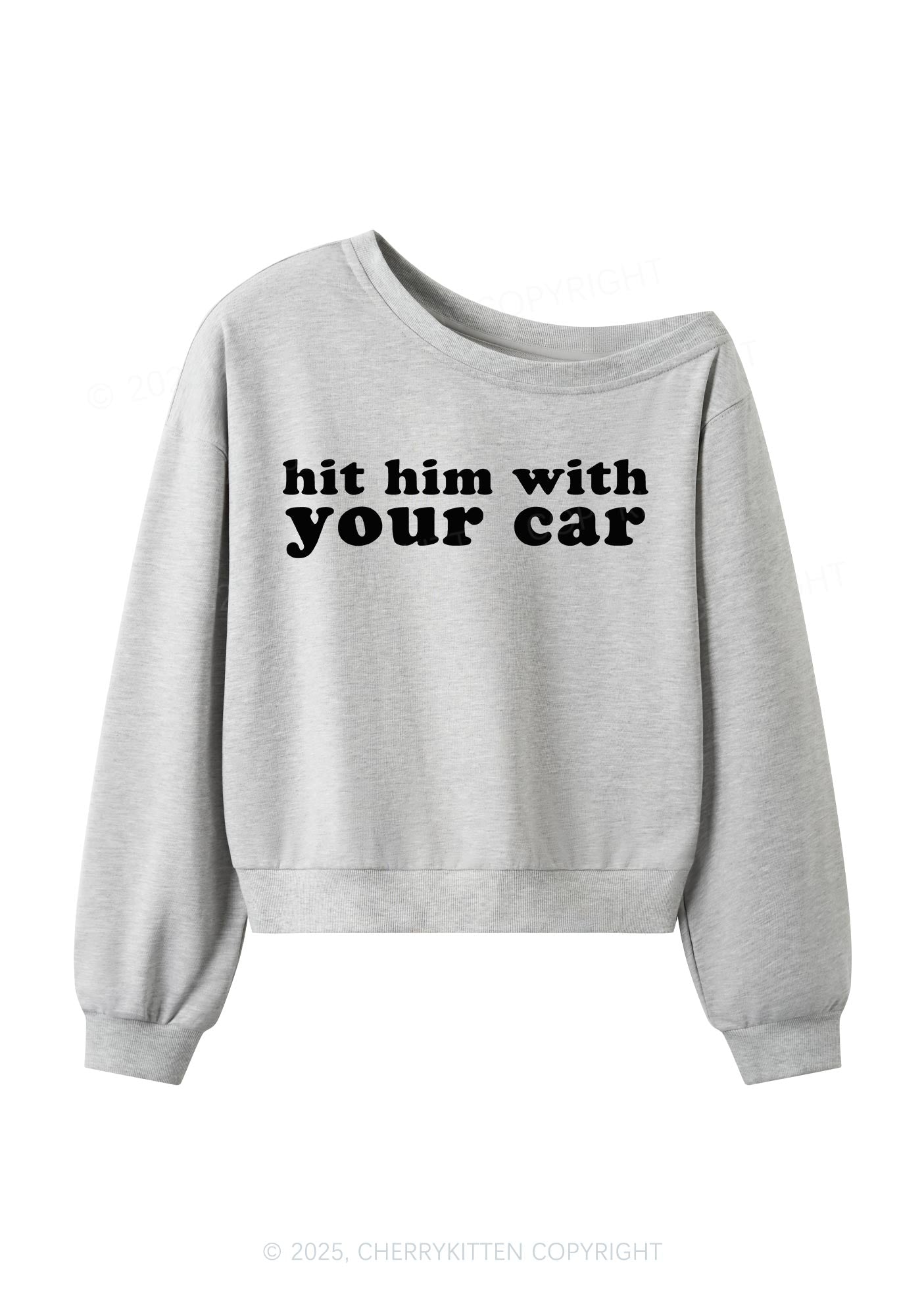 Hit Him Y2K Off Shoulder Sweatshirts Cherrykitten