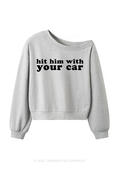 Hit Him Y2K Off Shoulder Sweatshirts Cherrykitten