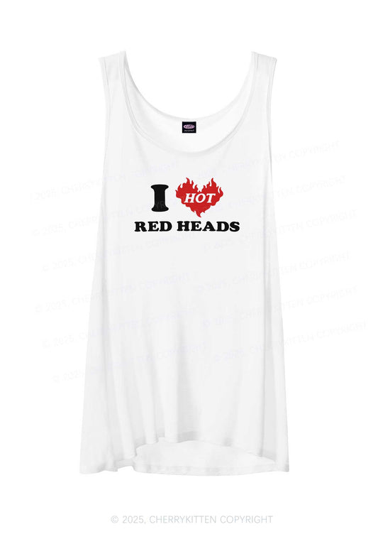 I Love Hot Red Heads Y2K Sheer Boyfriend Tank Cherrykitten